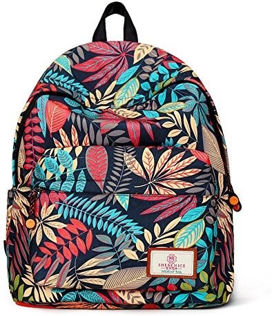 HongyuTing Fashion Printed Brilliant leaves Pattern School Backpack Laptop Rucksack