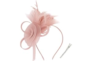 AMCAMI Fascinators Hats with Feather for Women 2025 Derby Hats Tea Party Hat with Headband and Clip