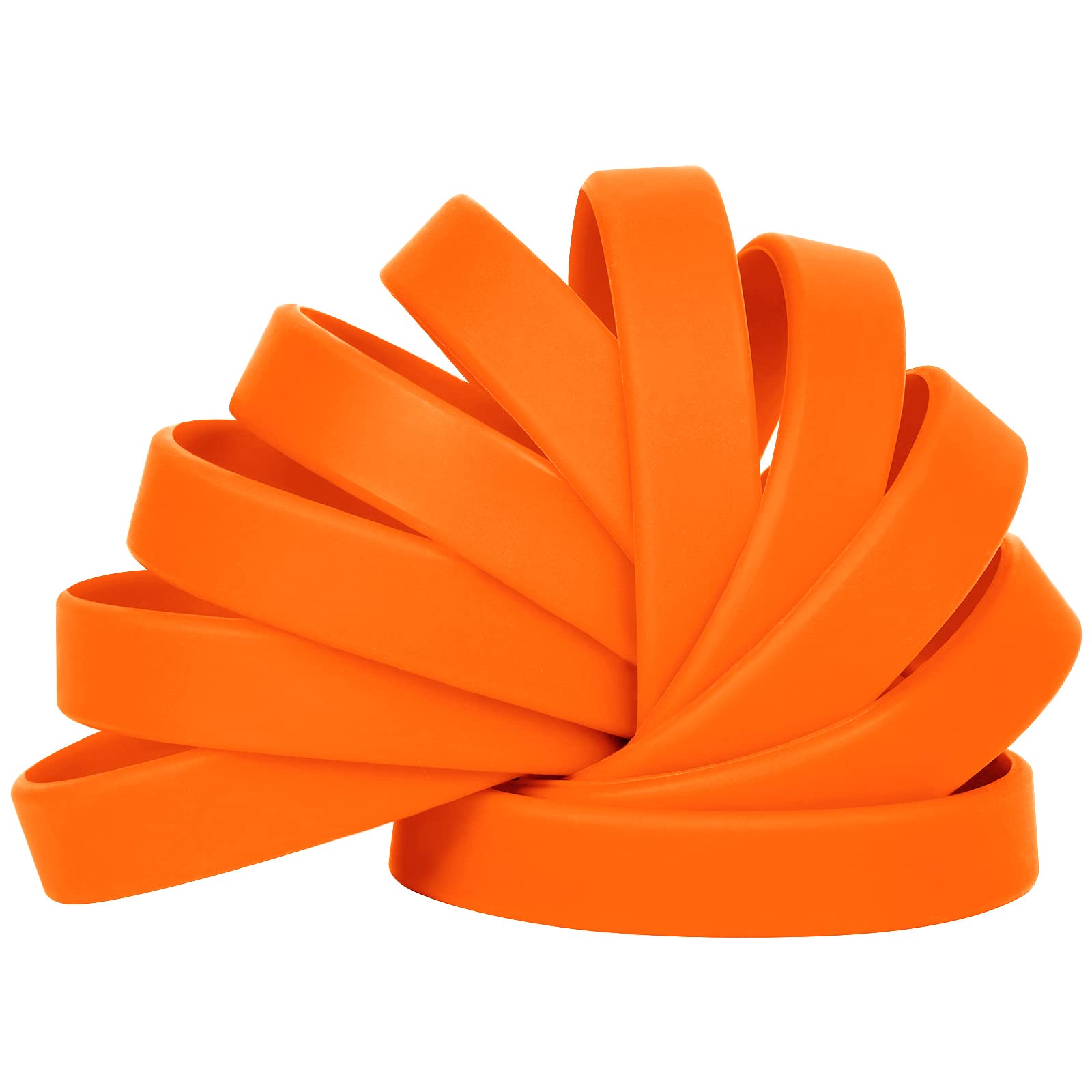 LVNRIDS 100 pcs Silicone Wristbands 7 inch Rubber Bracelets Orange for Children and Teens, Sports Rubber Elastic Wristband Bracelet Bulk Gifts for Teacher Supplies Graduation Party Favors