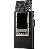 VULKIT Minimalist Wallet with Money Clip RFID Protection Pop Up Card Holder Slim Wallet Credit Card Holder Metal Wallet, Matte Black