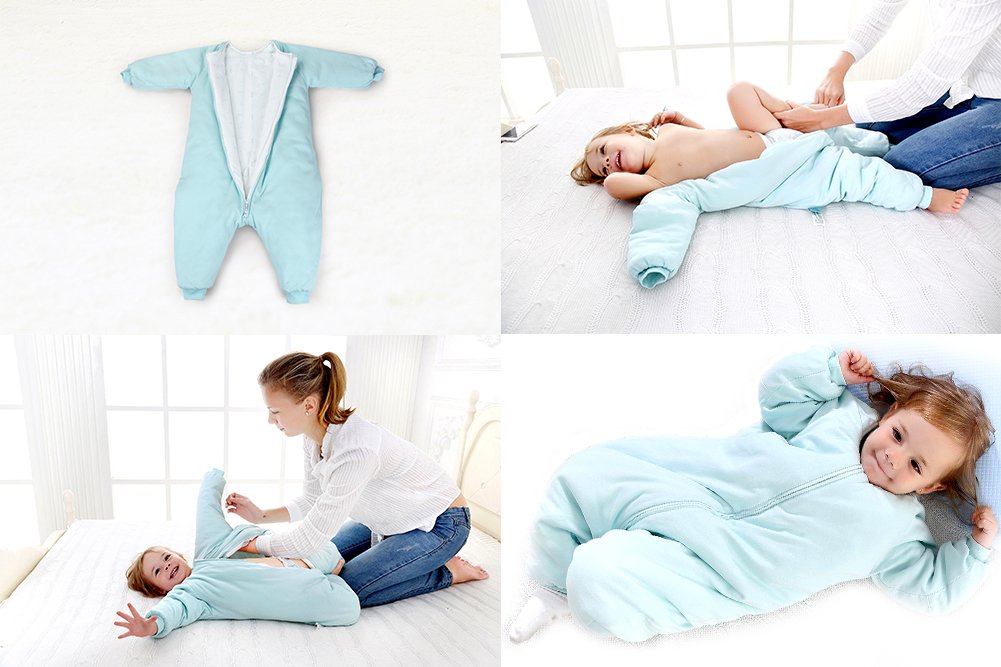 RESTCLOUD Baby Sleep Bag with Feet Winter, Wearable Blanket with Legs, Sack for Toddler Thicken 2.5 TOG (Blue, 2T-4T Year)