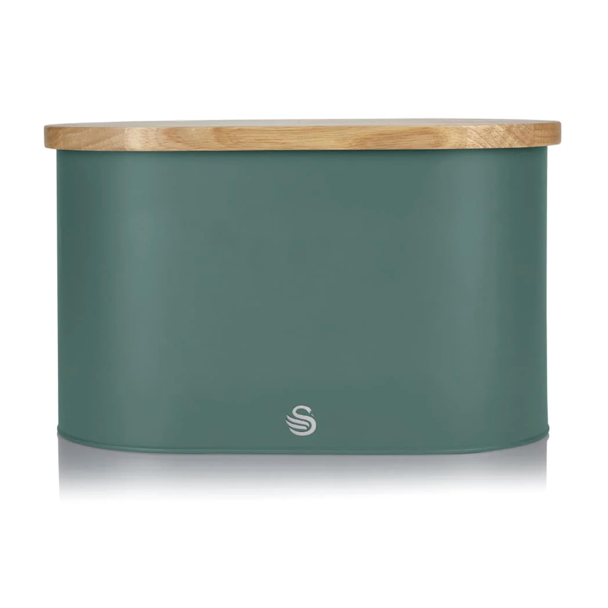 Swan SWKA17512GREN Nordic Scandi Bread Bin with Bamboo Cutting Board Lid, Pine Green, Steel