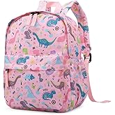 THE Crafts Cute Toddler Backpack for Boys Girls Preschool Kindergarten Nursery Travel School Bag with Chest Buckle(Pink Dinosaur)