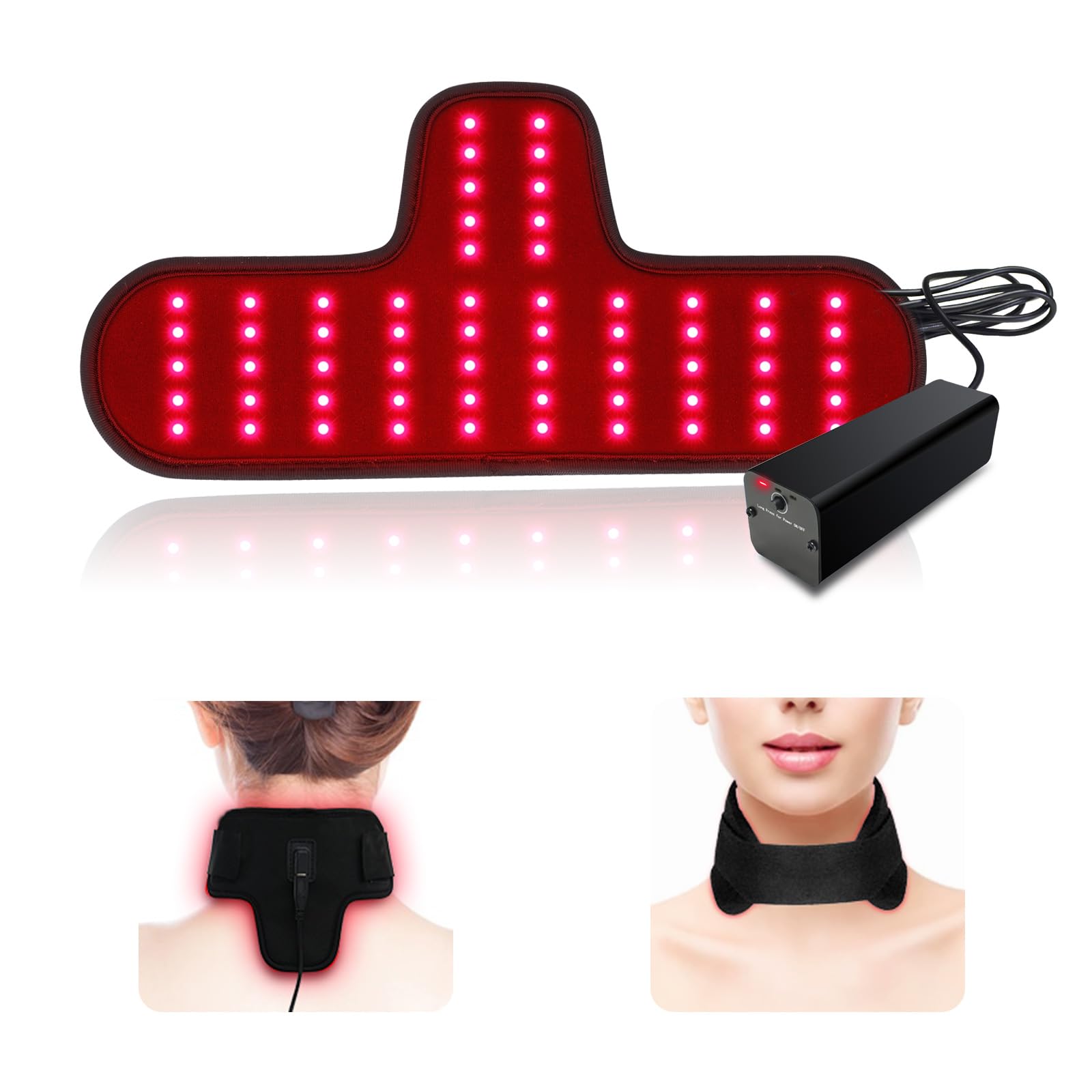 Photo 1 of Tamthna Red Light Therapy for Neck & Wrist, Rechargeable 5000mAh Battery Infrared Red Light Therapy Belt for Body, Portable Near Infrared Neck Wrap for Home and Office