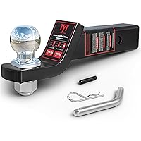 TYT Trailer Hitch Ball Mount with 2 Inch Ball & Pin, Fits 2 Inch Receiver, 7500lbs, 2 Inch Drop, Upgraded Hitch Kit Black wit