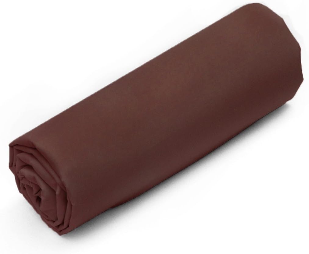 Tradition des Vosges Percale Plain Double Fitted Sheet, chocolate, 70x70/200