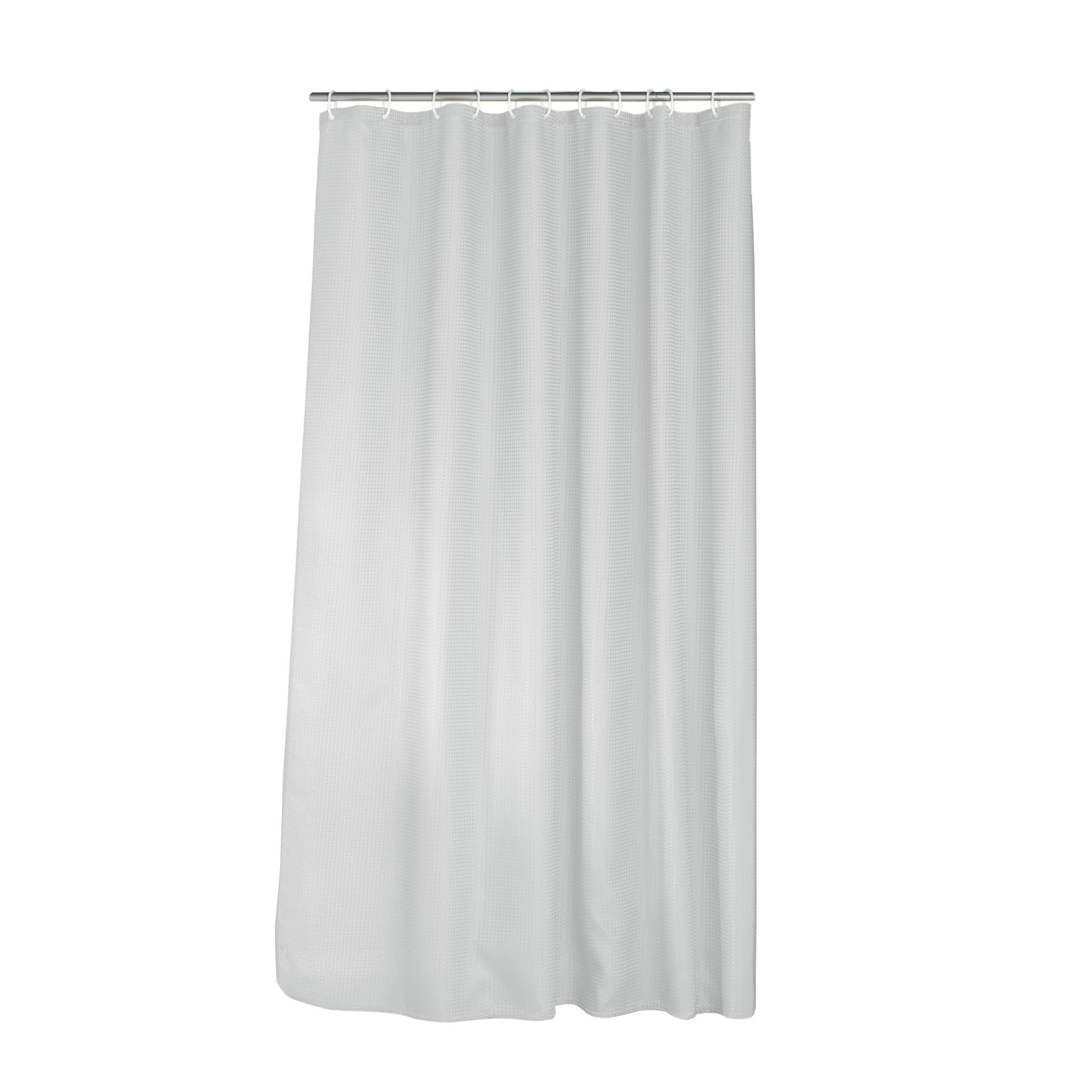 Douceur d'Intérieur Quartz Shower Curtain with Hooks 100% Polyester White 180 x 200 cm