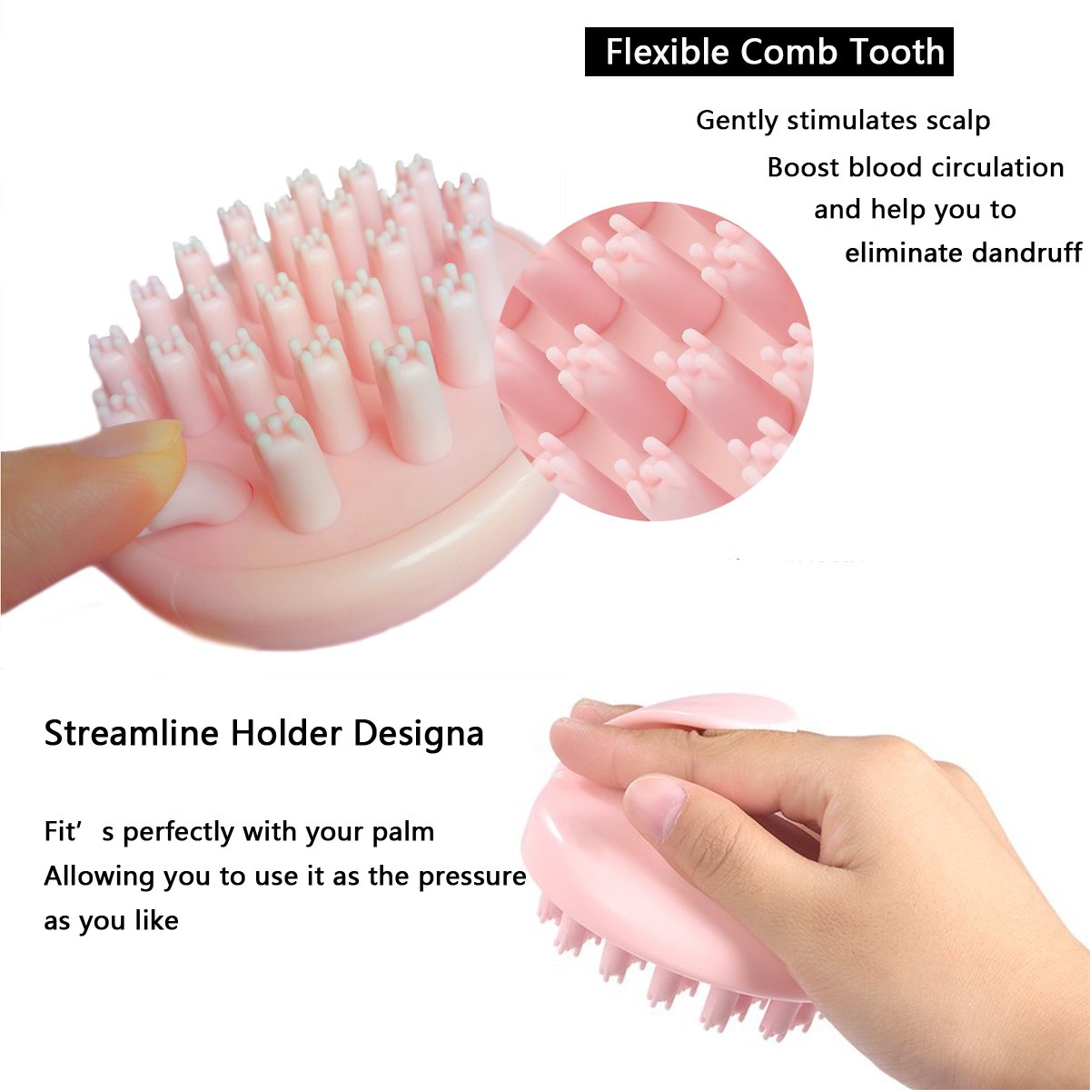 Hair Scalp Massager Shampoo Brush Head massager(2-Piece Kit) Cellulite Massager Silicone Scrubber