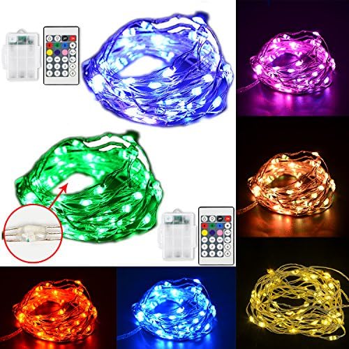 UNIFUN LED String Lights with Remote Control,16.4ft 50 LEDs Fairy Lights for Indoor and Outdoor,Bedroom,Corridor,Patio,Garden,Yard (Flexible Copper Wires - Pack of 2) (Three copper wires)