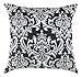 TreeWool Damask Accent Spring Summer 18x18 Set of 2 Decorative Throw Pillow Covers 100% Cotton Home Decor Pillowcases for Sofa Couch (Black)
