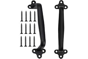 Dakzhou 2 Pcs 7.6" Gate Handle Carbon Steel Casting Sliding Barn Door Handles, Fence Outdoor Barn Door Hardware Iron Hardware Pulls (Vintage Farmhouse Cabinet Pulls,Garage(with Screws)