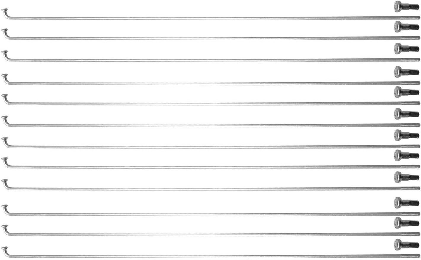 Mr Cycling World Standard J Bend Bike Spokes and Nipples - UCP Silver, 14G/2mm x 176mm (12 Pack) (176mm)