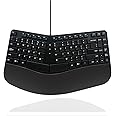 MCSaite Wired USB Compact Ergonomic Keyboard - Split Keyboard with Cushioned Wrist and Palm Support - 15.9x8.66x1.18 inches - Black - US English