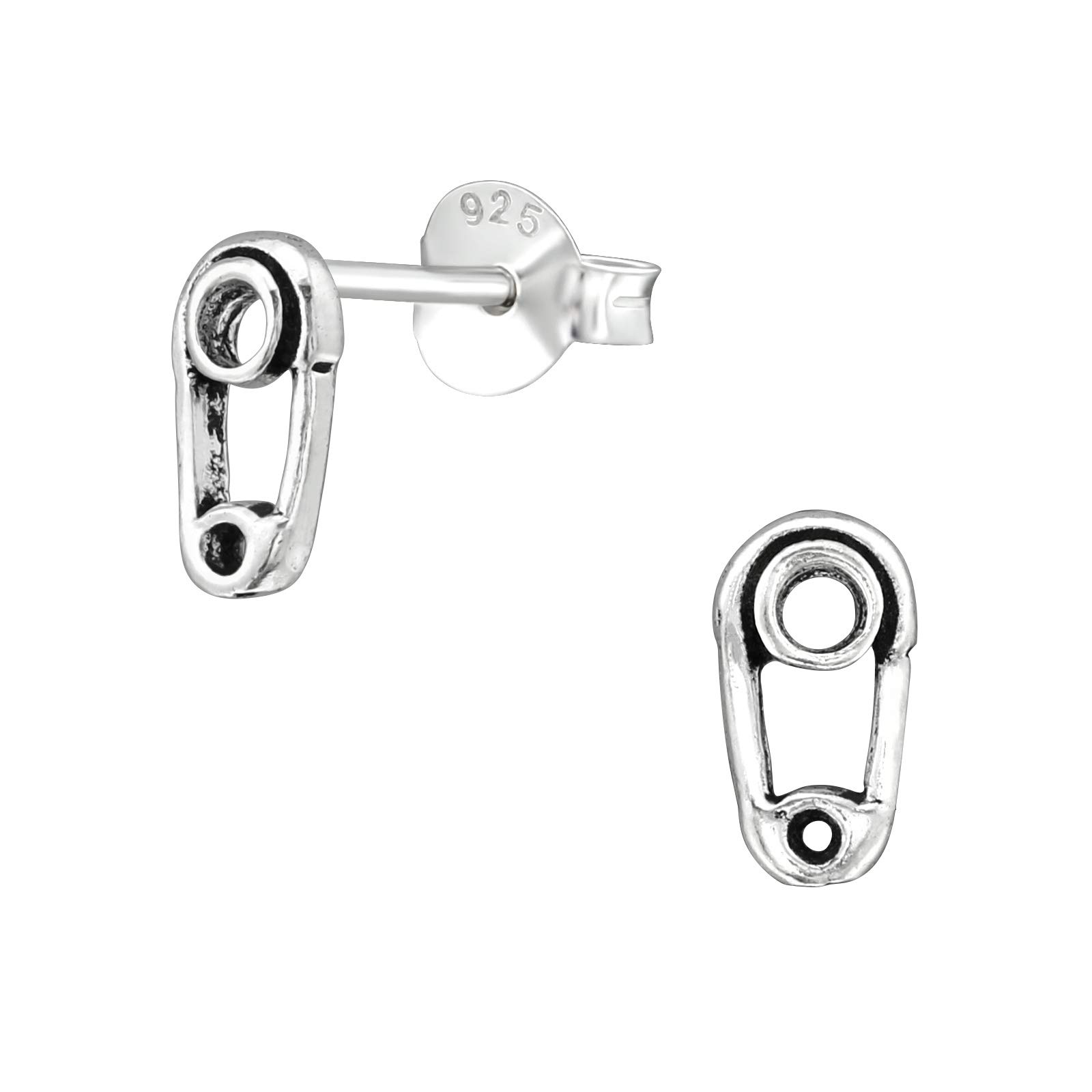 The Rose & Silver Company Women 925 Sterling Silver Tiny Safety Pin Stud Earrings