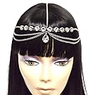 Silver Tone Womens Tear Drop Rhinestone Accent Head Chain Jewelry IHC1032R