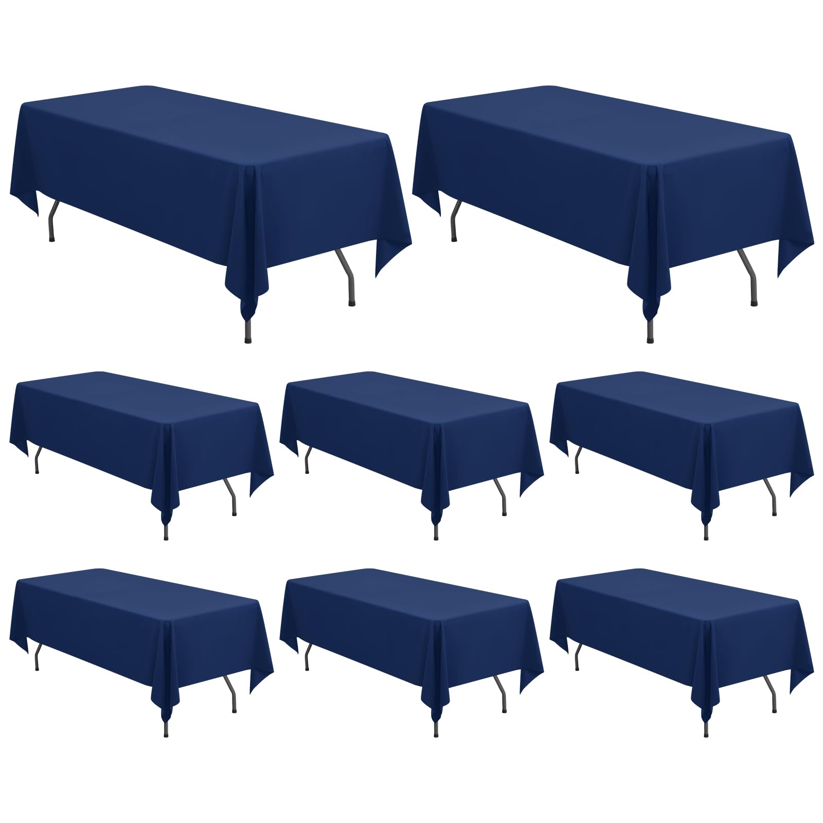 Pesonlook 8 Packs Polyester Tablecloths Navy Blue,60 x 102 Inch Rectangle Table Cover for 6ft Rectangle Tables, Washable Fabric Table clothes for Wedding,Banquet,Event,Party(8Pcs-Navy Blue) — image 1