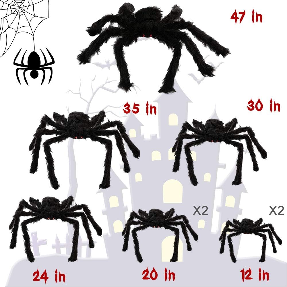 Yostyle Halloween Spider Decorations, 8Pcs Realistic Hairy Spiders Set, Scary Spider Props for Indoor, Outdoor and Yard Creepy Decor (6 Different Sizes): Home & Kitchen
