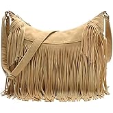 Women Fashion Fringe Purse Crossbody Bags Vegan Suede Hippie Tassel Hobo Shoulder Bag Vintage Handbags