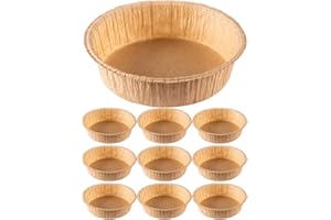 JOINPAYA 10pcs 6-inch Round Disposable Cake Pans with Non-Stick Baking Paper, Paper Mold for Oven Baking Cake