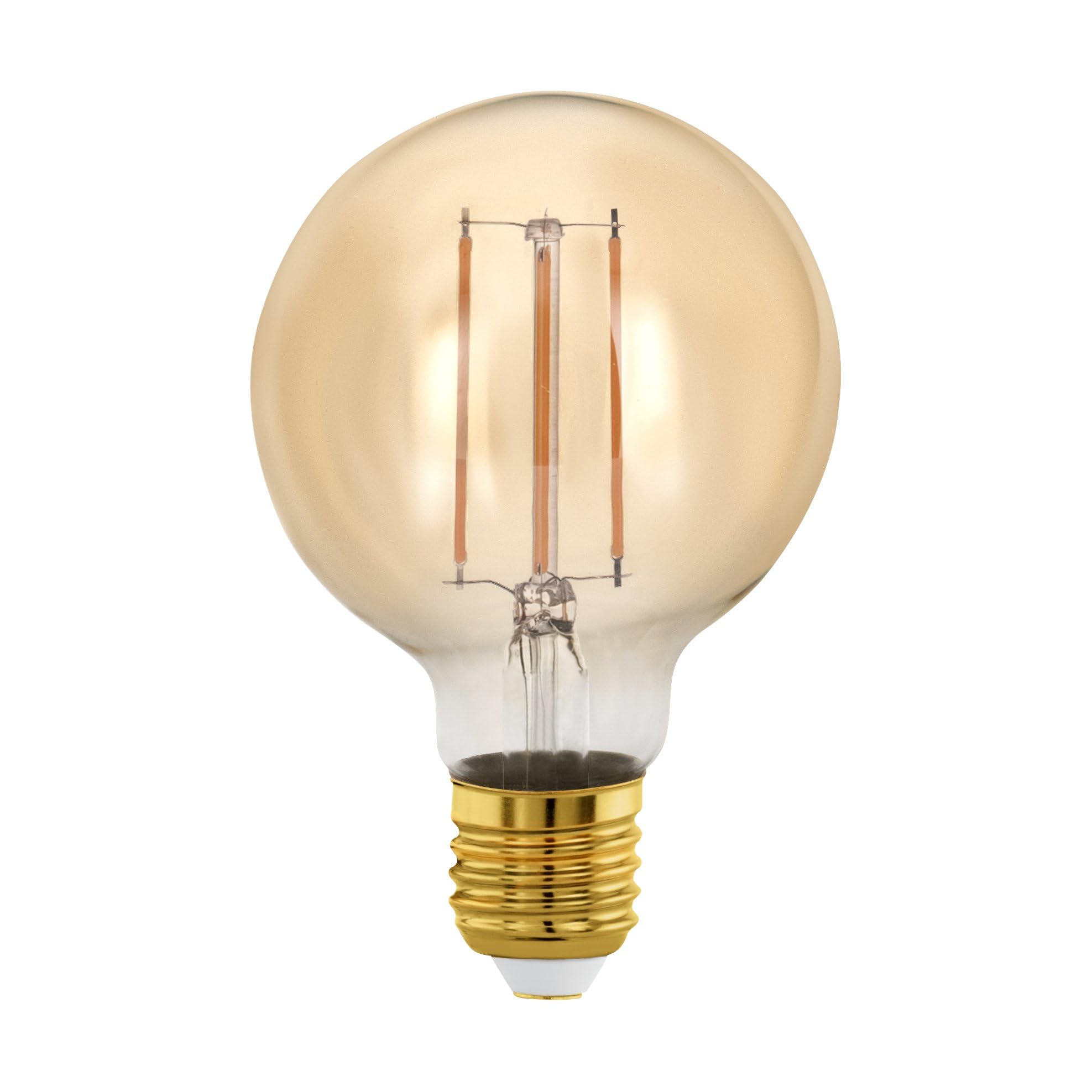 Eglo Dimmable E27 LED filament light bulb, golden vintage Edison lamp for retro lighting, 4 watt (equivalent to 28 watt), 300 lumen, warm white glow, 1700 Kelvin, G80, Ø 3"