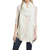 Silver Gold Glitter Shimmer Sparkle Foil Star Print Women's Scarf Shawl Wrap Lightweight