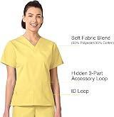 WonderWink 6016XYLW2XL Origins Women's Bravo Fit V-Neck Top Yellow 2X Large view 6