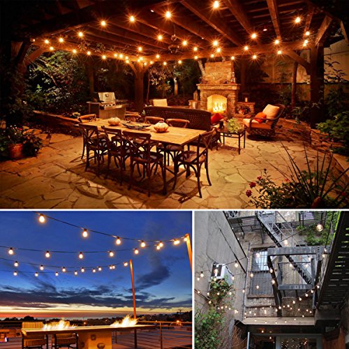 OOOLED 48-Foot Outdoor Weatherproof Commercial Grade String Lights with 16 Hanging Sockets- 18 LED Bulbs 1W S14 Incandescent Bulbs Included-Perfect Patio Lights & Party Lights-Black LED String Light - Thumbnail 6