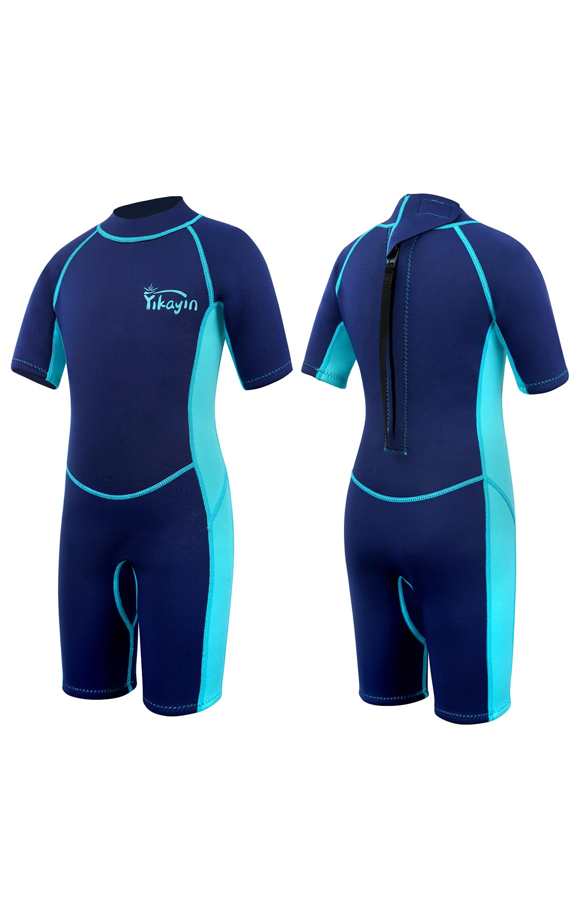Yikayin Kids Wetsuit Shortie, 2.5mm Shorty Wetsuit for Boys Girls, Neoprene Thermal UV Swimsuit with Back Zip for Swimming Lessons Diving Surfing Snorkeling
