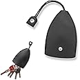 awlbed 2 PCS Car Key Pendant, 5.51" x 2.95" PU Leather Hidden Pull-out Key Protector, Compatible with Most Cars (Black)