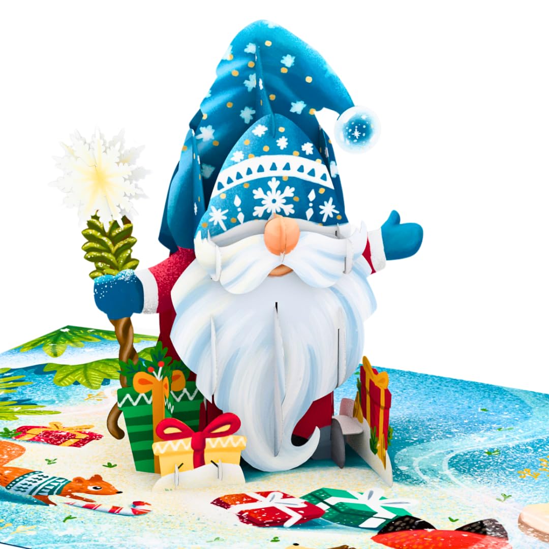 Three Dee Cards - Whimsical Christmas Gonk 3D Special Pop Up Greeting Card for Daughter Son In Law Husband Wife Brother Sister Mum and Dad Family Holiday Pop-up