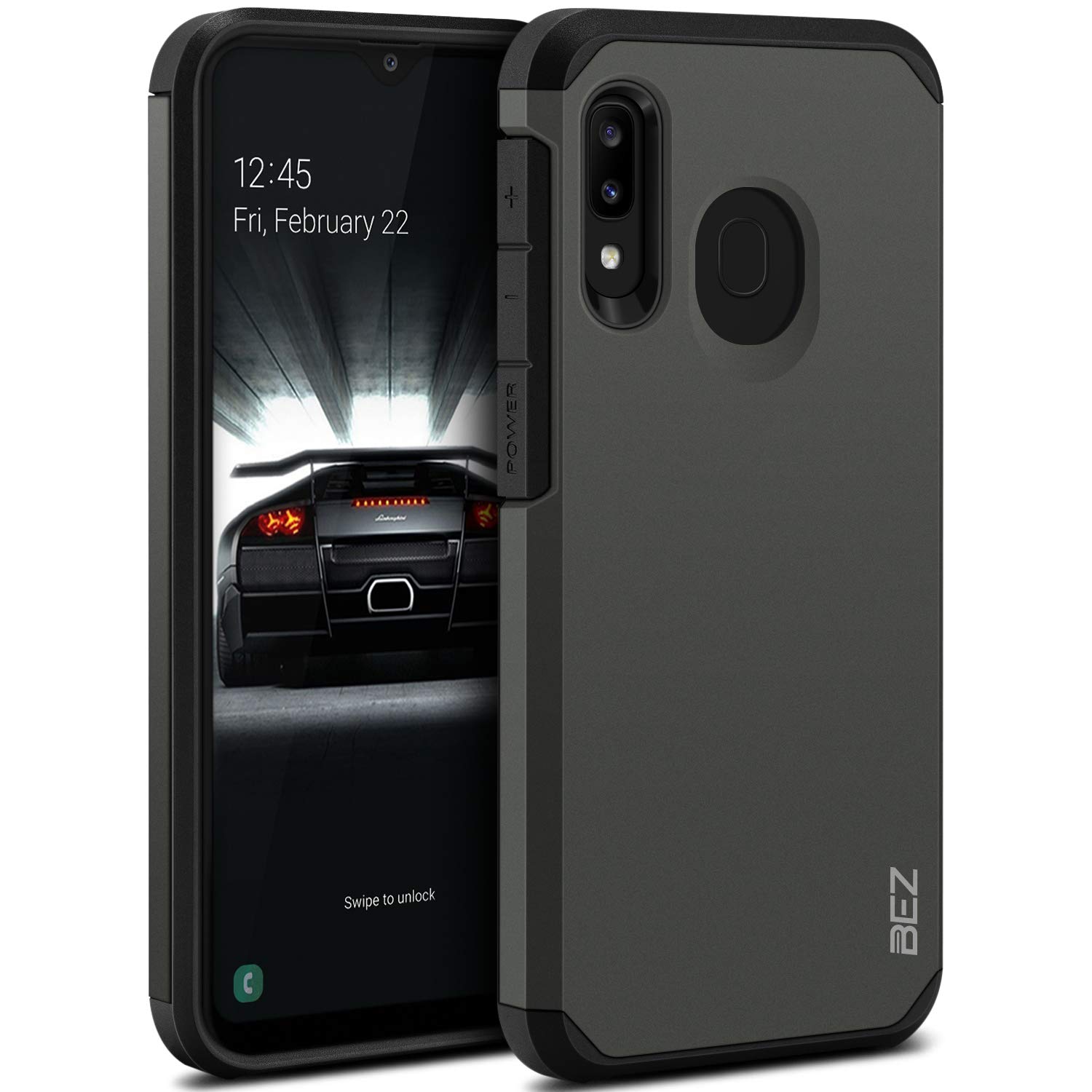 BEZ Case for Samsung A20e Phone Case, Shockproof Cover Compatible with Samsung Galaxy A20e, Shock Absorbing, Heavy Duty Dual Layer Tough Cover, Grey