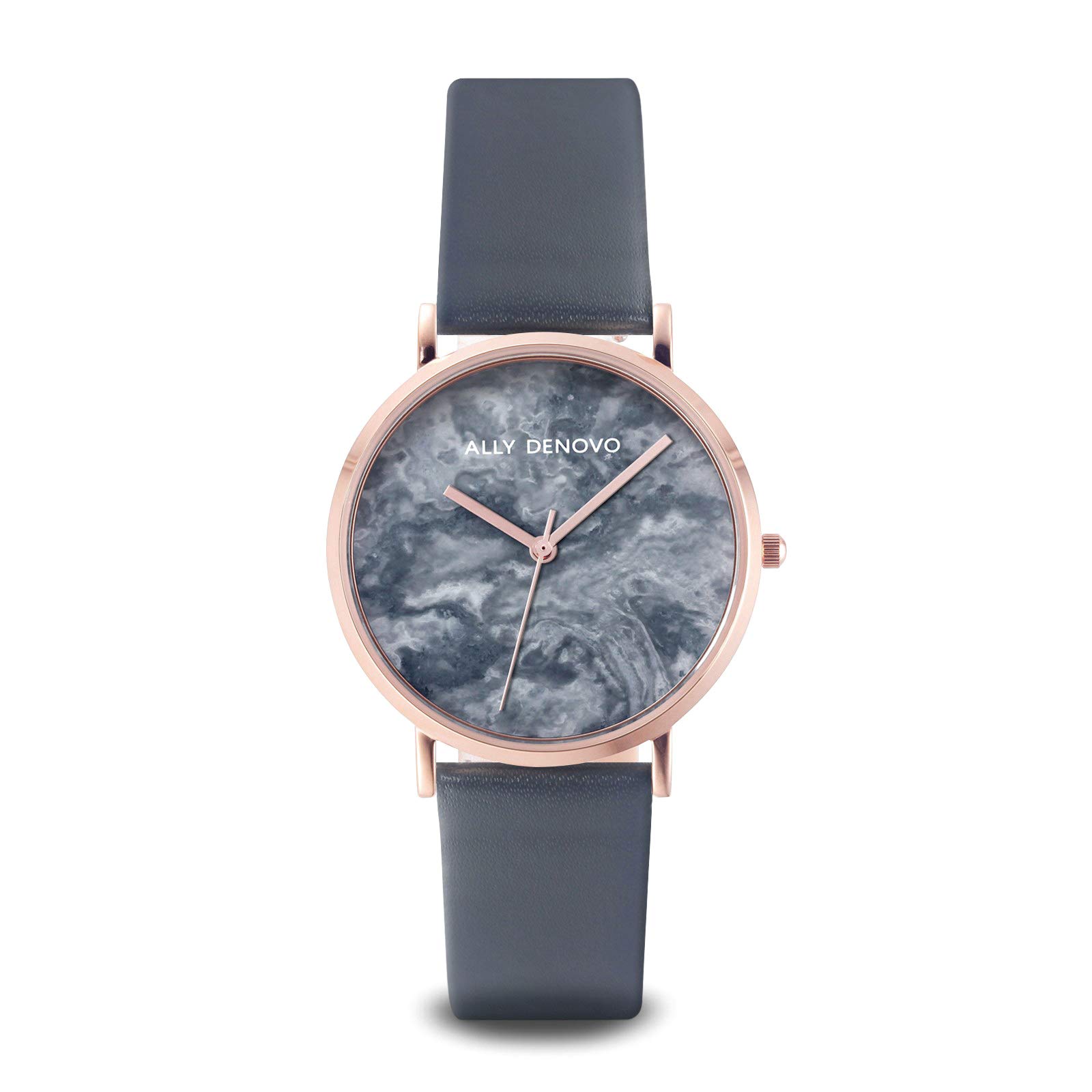 Ally Denovo Carrara Marble AF5005.11 Women's Watch with Leather Strap Analogue Rose Gold-Plated