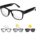 QZTELECTRONIC Smart Bone Conduction Glasses Bluetooth with Open-Ear Headphones, Photochromic Blue Light Blocking Lenses, IPX6 Waterproof, Hands-Free Calls/Music, Ideal Gifts for Dad/Men-Upgraded