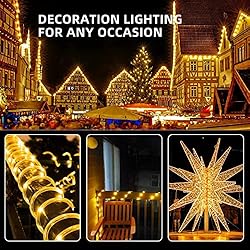LIGHTNUM Battery Rope Lights 40Ft 120 LED Rope