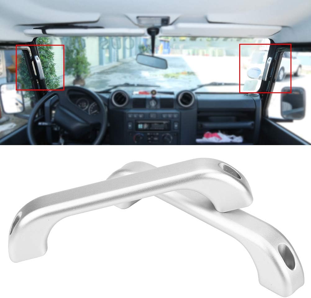 Amazon 車のドアハンドルカバートリム 車のインテリアクロムアルミ合金グラブハンドルトリムドアハンドルプロテクターステッカーディフェンダー110 90 07 16 室内ドアハンドル 車 バイク