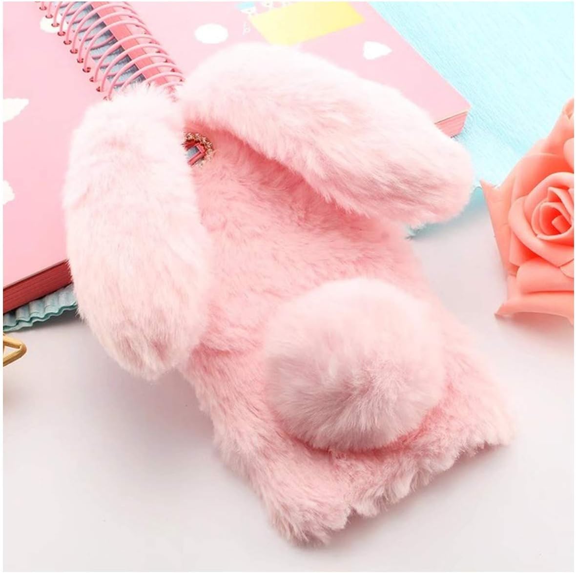 Popularity Cute Rabbit Ears Fur Plush Diamond Phone Case Compatible for