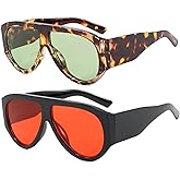 ADE WU Trendy Aviator Sunglasses for Women Men Retro Vintage Oversized 70s Thick Pilot Style Sun Glasses