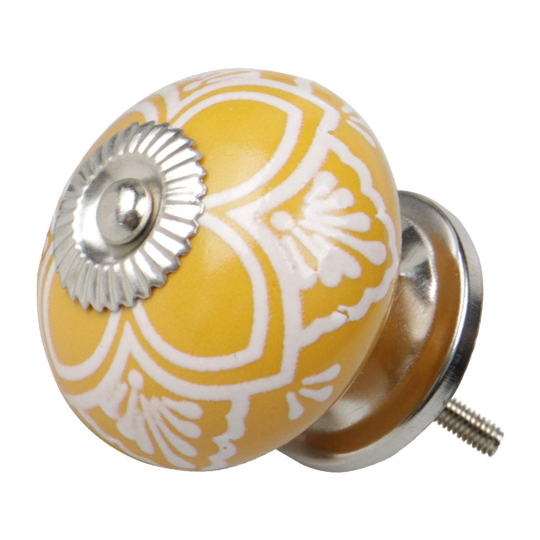 sourcing map Ceramic Knobs Vintage Knob Drawers Round Pull Handle Furniture Cupboard Wardrobe Dresser Door Decorative, Yellow