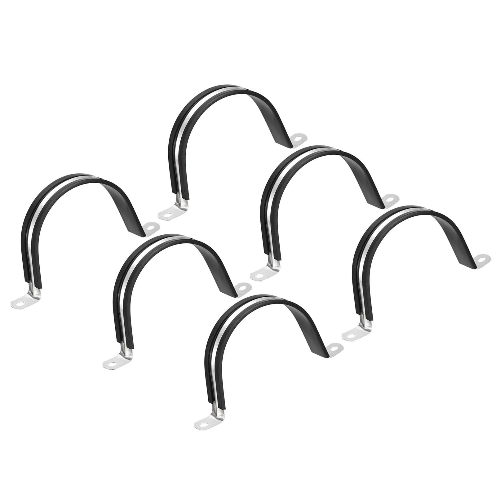 MACHSWON 6Pcs 77mm(3") Cable Clamp, Rubber Cushioned Insulated Clamp 304 Stainless Steel U Shape Bracket Metal Pipe Clamp Tube Holder for Wire Hose Tube