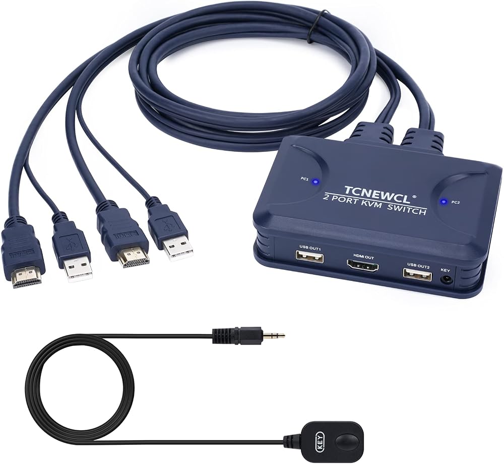 TCNEWCL 4K HDMI KVM Switch 2 Port USB PC Selector 1 Monitor Mouse Keyboard