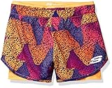 Skechers Girls' Big Girls' All Over Print 2-In-1 Compression Short, Blazing Orange, X-Large