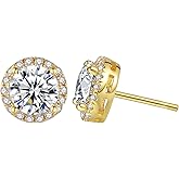 Moissanite Stud Earrings for Women Men : 0.6-4CT 18K White Gold Plated Solid S925 Sterling Silver Earring Hypoallergenic Dainty Flat Diamond Earrings Wedding Jewelry for Women Men D Color VVS1 Clarity