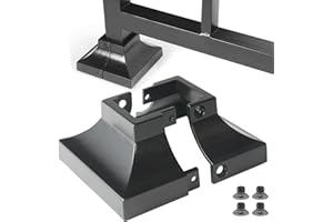 Epcee 2pcs 1.25" Aluminum Deck Post Base Cover, Skirt, Handrail, Stair, Porch, Railing Base Brackets Covers (Black)