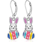Talonior Bunny Earrings for Women Easter Earrings Carrot Egg Dangle Drop Sterling Silver Cute Animal Bunny Rabbit Jewelry Gifts