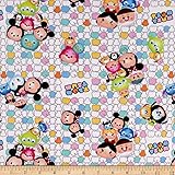 Disney Tsum Tsum Group Toss With Logo White Fabric By The Yard
