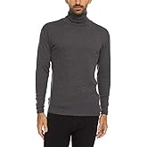 100% Merino Wool Mens Turtleneck - Midweight Long Sleeve Base Layer