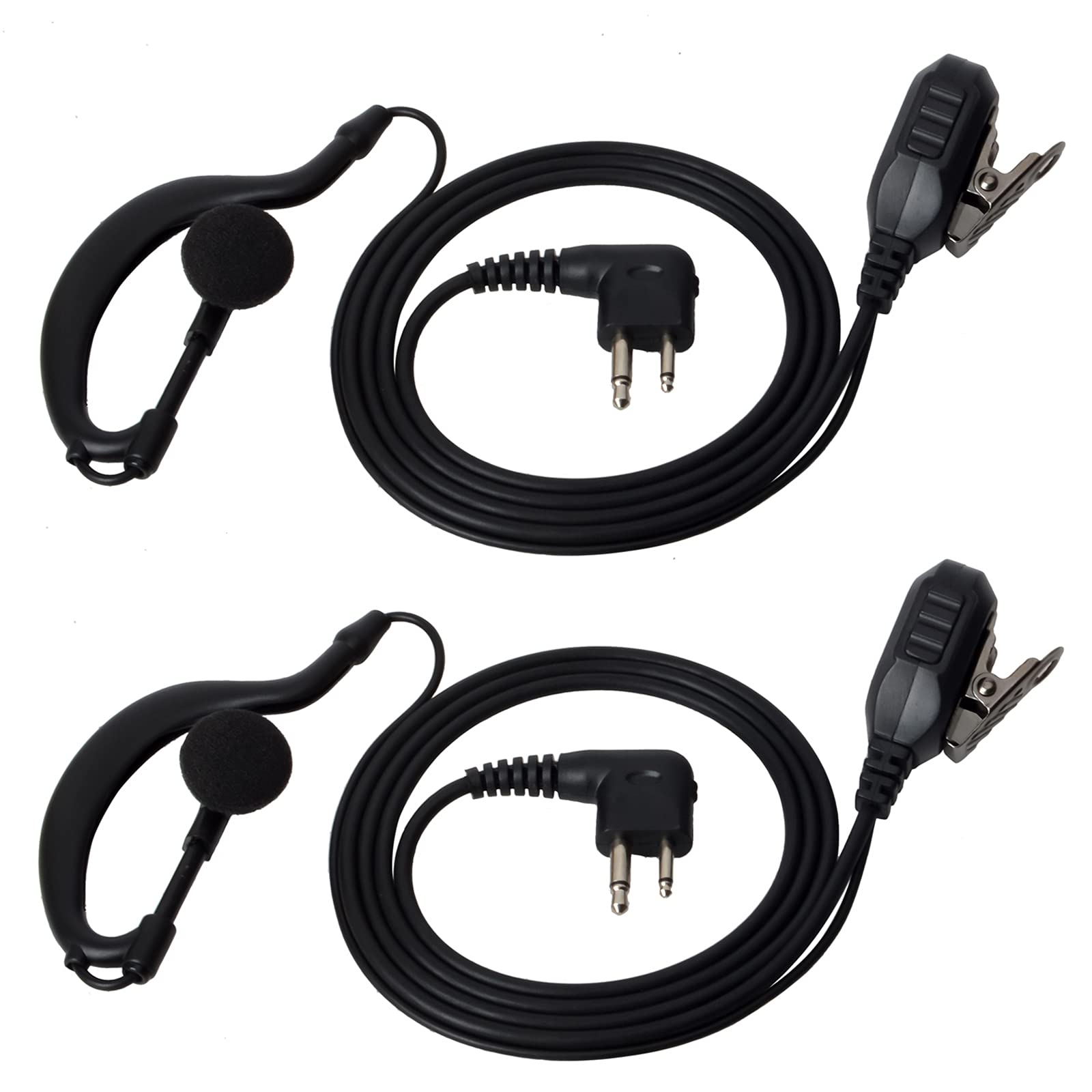 HYS Walkie Talkie Earpiece with PTT Mic G-Shape Headset Compatible with Motorola CP040 CP140 Hytera Midland 2 Way Radio(2 Pack)
