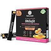 Natruveda Shilajit Honey Sticks for Women, 12 Sticks – Hazelnut | 300 mg Himalayan Shilajit Resin + Shatavari & 5 Ayurvedic Herbs | Lab Tested | Energy & Hormonal Balance Support