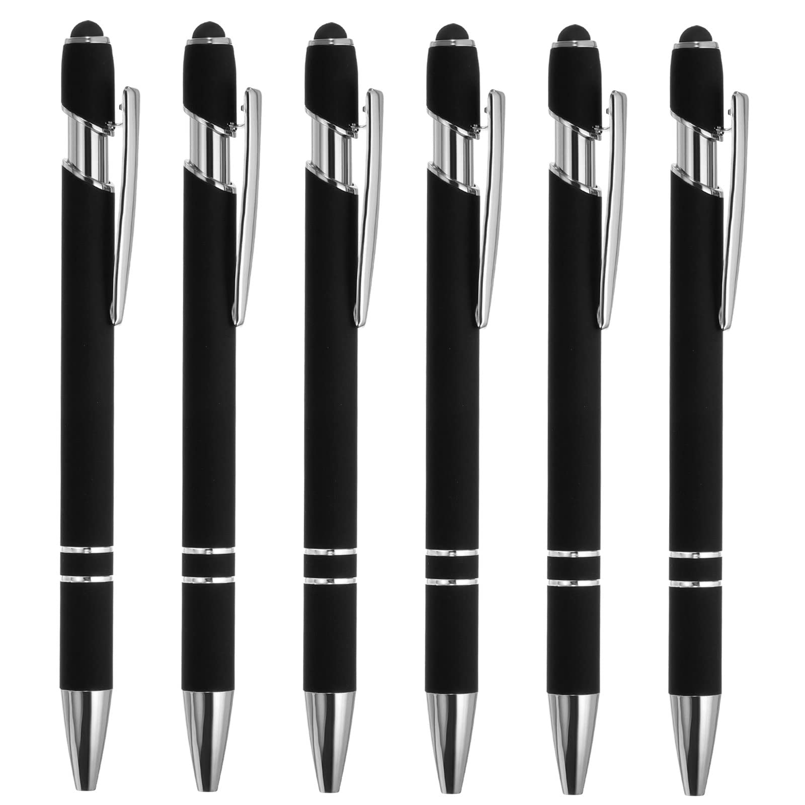 PATIKIL 6 Pack 2 in 1 Metal Pen with Stylus Tip, Black Ink, 1.0mm Medium Point, Compatible with Smartphone, Tablet, Laptop — image 1