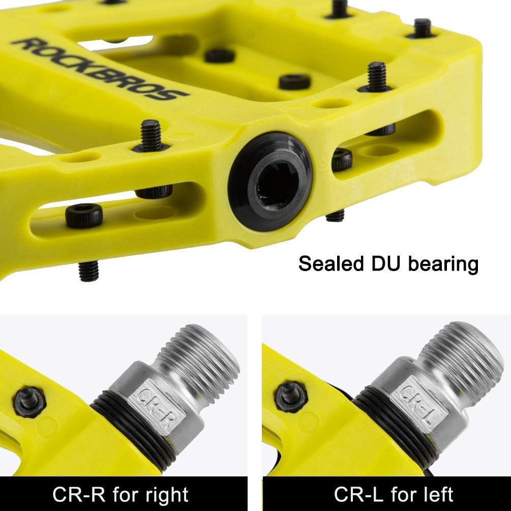 ROCKBROS Bike Pedals Nylon Fiber 9/16" Cycling Wide Platform Flat Bicycle Pedals for Road Cycling Bike 3 Bearings Pedals Antiskid Waterproof Dustproof - Image 5